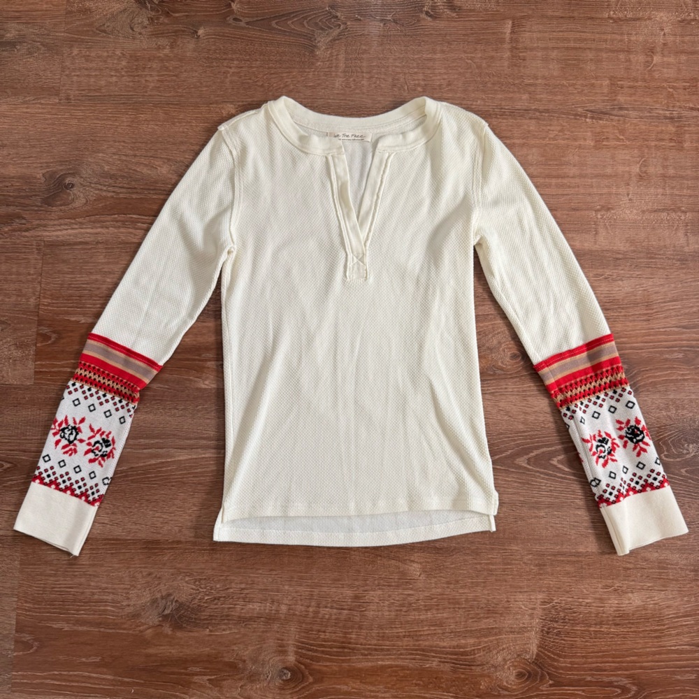Free People‎ Mikah layering Cuff Top in Cream Combo Size large